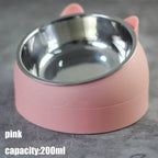 Cat Dog Bowl 15 Degrees Raised Stainless Steel Cat Bowls Safeguard Neck Puppy Cat Feeder Non-Slip Crash Elevated Cats ​Food Bowl