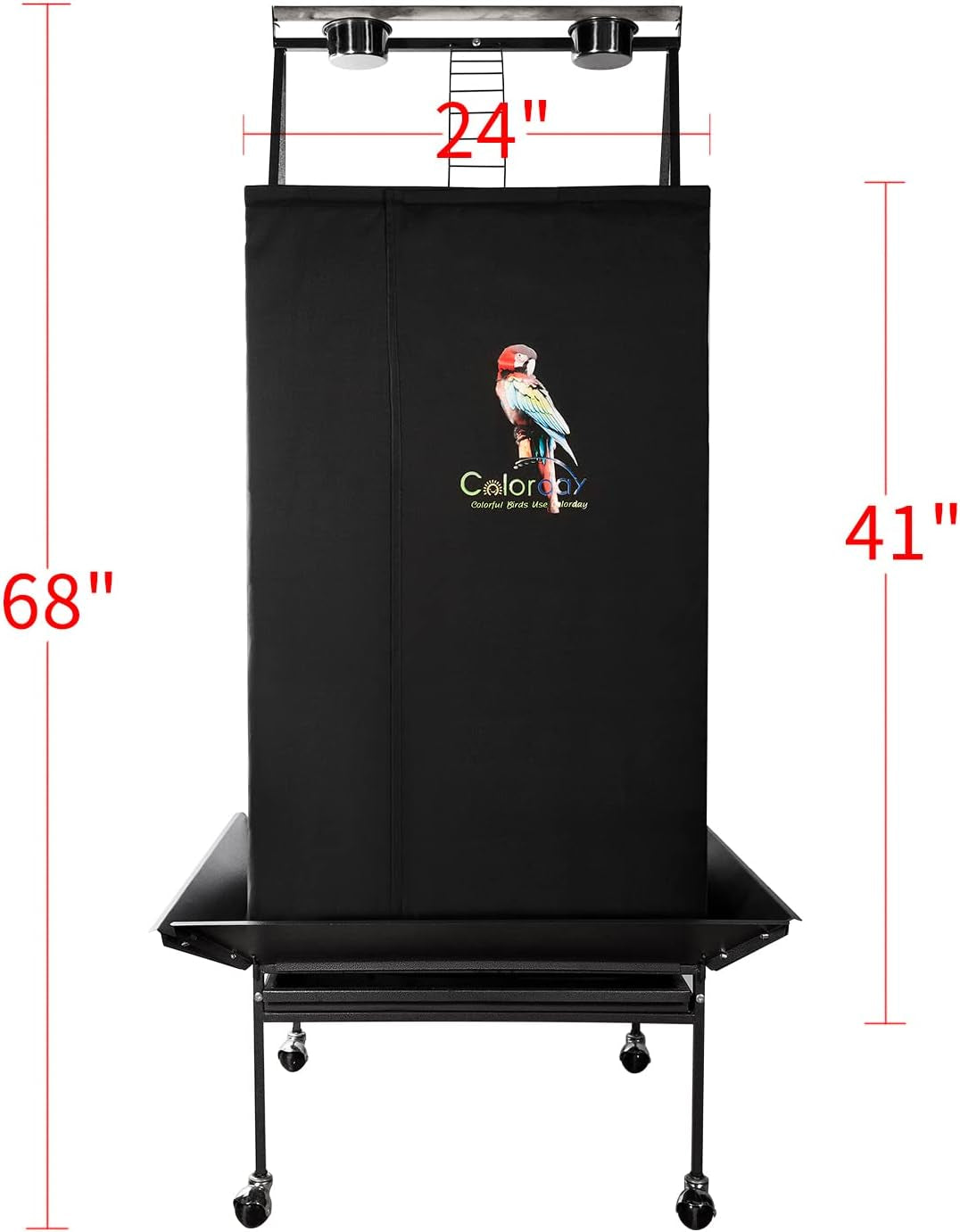 Good Night Bird Cage Cover for Large Bird Cage with Play Top,Black 68"