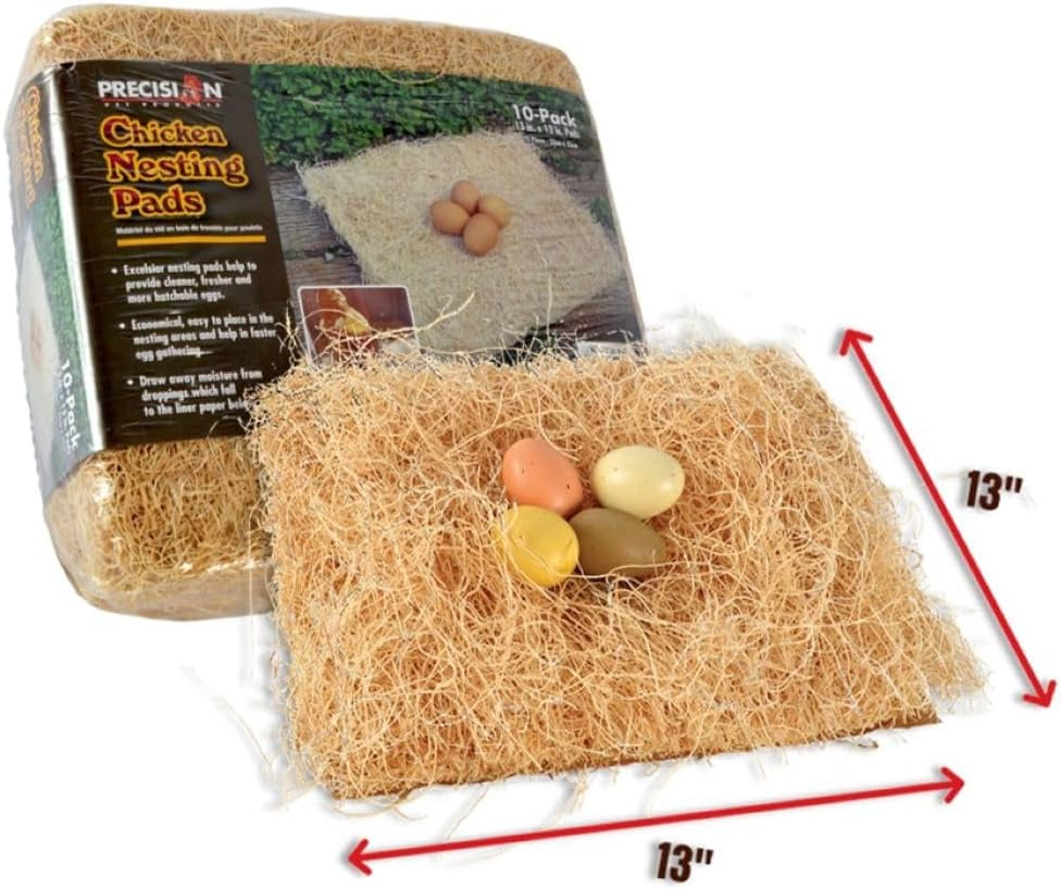 Chicken Nesting Pads by Petmate – 13” X 13” Premium Chicken Bedding Fit Most Nesting Boxes – 10 Pack,Beige, Made in USA
