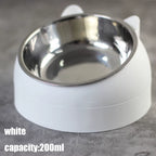 Cat Dog Bowl 15 Degrees Raised Stainless Steel Cat Bowls Safeguard Neck Puppy Cat Feeder Non-Slip Crash Elevated Cats ​Food Bowl