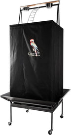 Good Night Bird Cage Cover for Large Bird Cage with Play Top,Black 68"