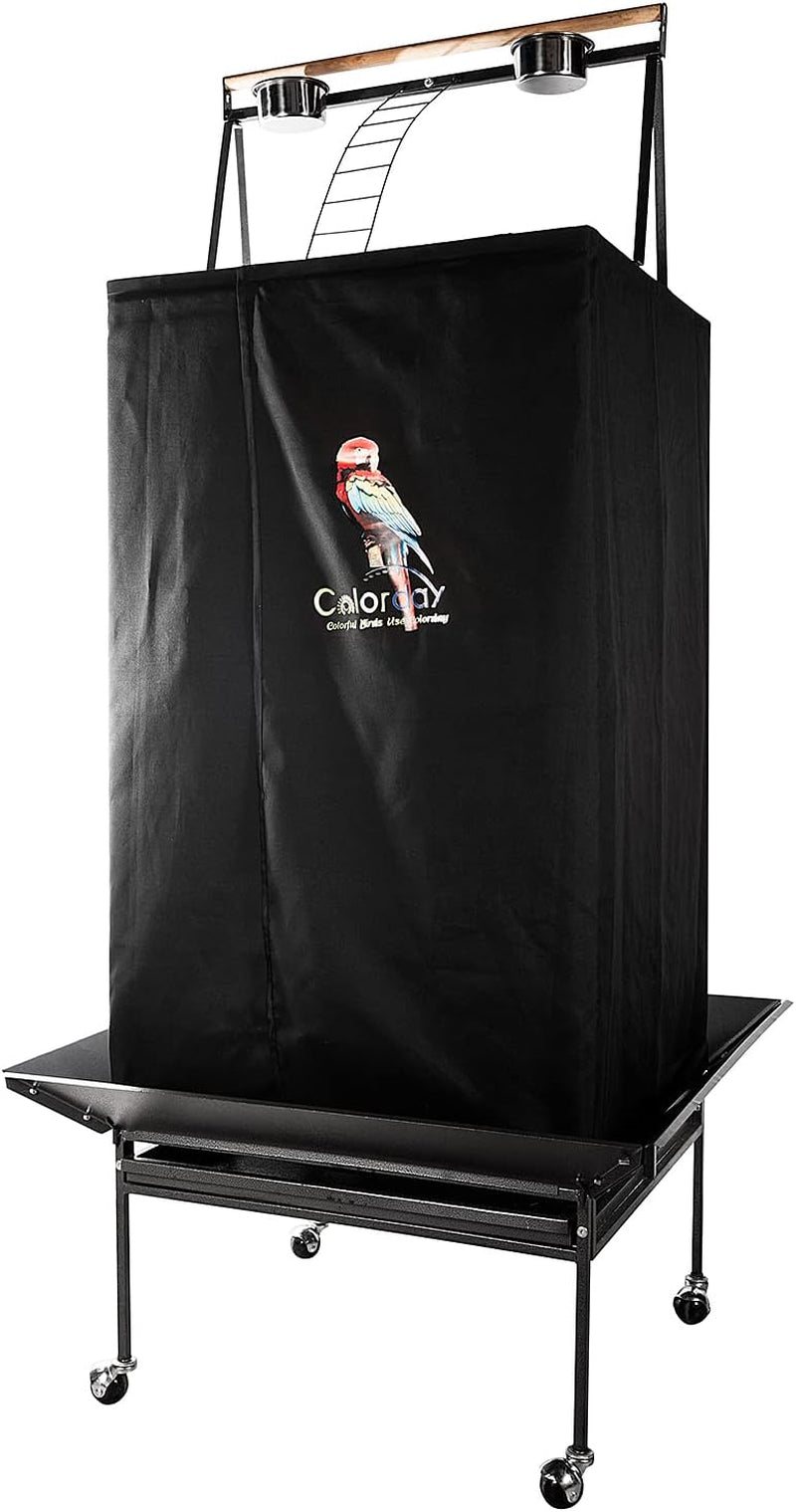 Good Night Bird Cage Cover for Large Bird Cage with Play Top,Black 68"