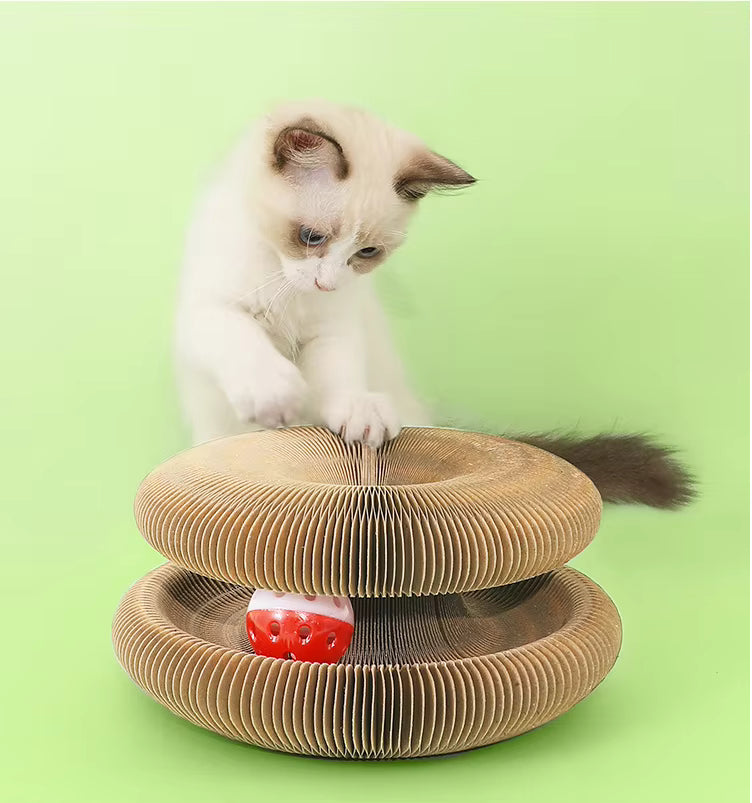 Foldable Cat Scratch Board Toy with Bell