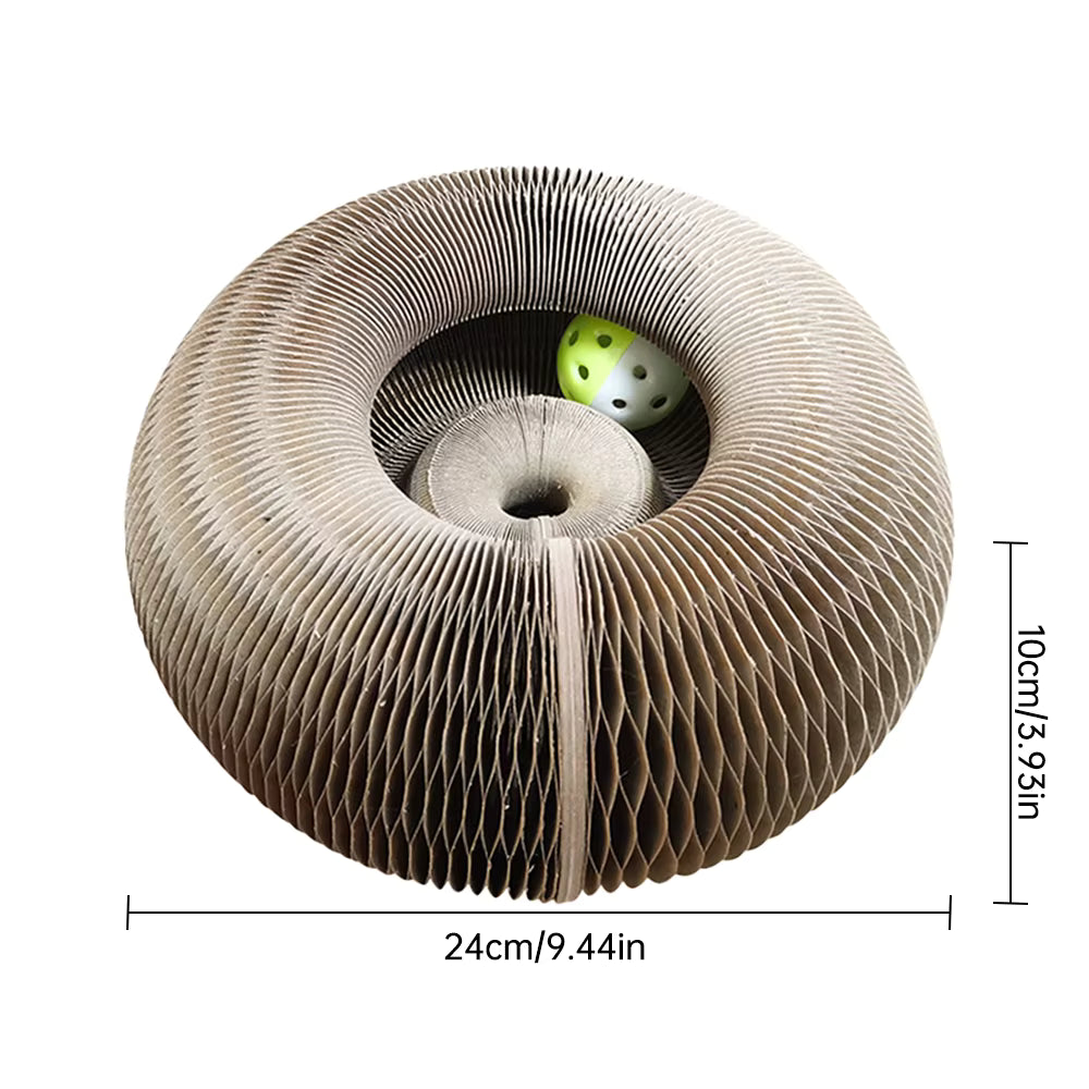 Foldable Cat Scratch Board Toy with Bell