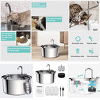 3.2L Cat Automatic Water Dispenser Pet Smart Induction Water Feeder USB with Filter Stainless Steel Dog Feeder Pet Supplies
