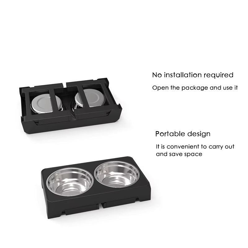 Elevated Dog Feeder Dogs Bowls Adjustable Raised Stand with Double Stainless Steel Food Water Bowls for Small Medium Large Dogs