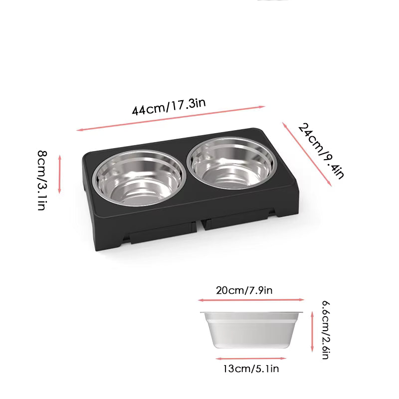 Elevated Dog Feeder Dogs Bowls Adjustable Raised Stand with Double Stainless Steel Food Water Bowls for Small Medium Large Dogs